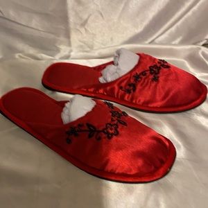 Vintage beaded satin slippers